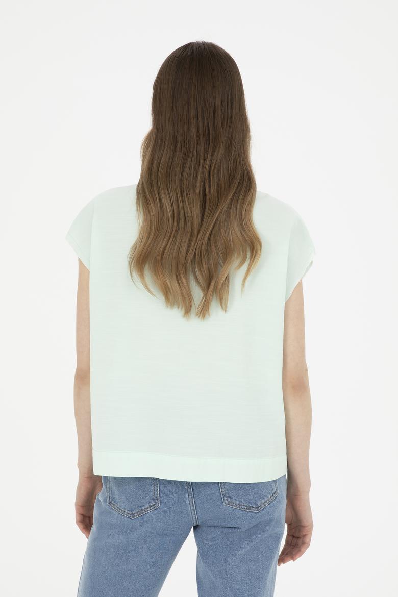 Kadın Su Yeşili Kısa Kollu Gömlek - 50263192018