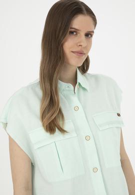 Kadın Su Yeşili Kısa Kollu Gömlek - 50263192018