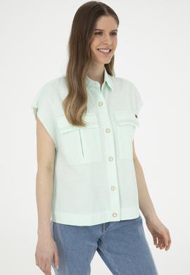 Kadın Su Yeşili Kısa Kollu Gömlek - 50263192018