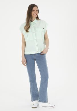 Kadın Su Yeşili Kısa Kollu Gömlek - 50263192018