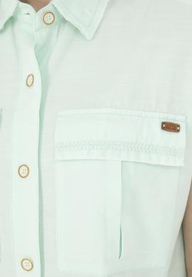 Kadın Su Yeşili Kısa Kollu Gömlek - 50263192018