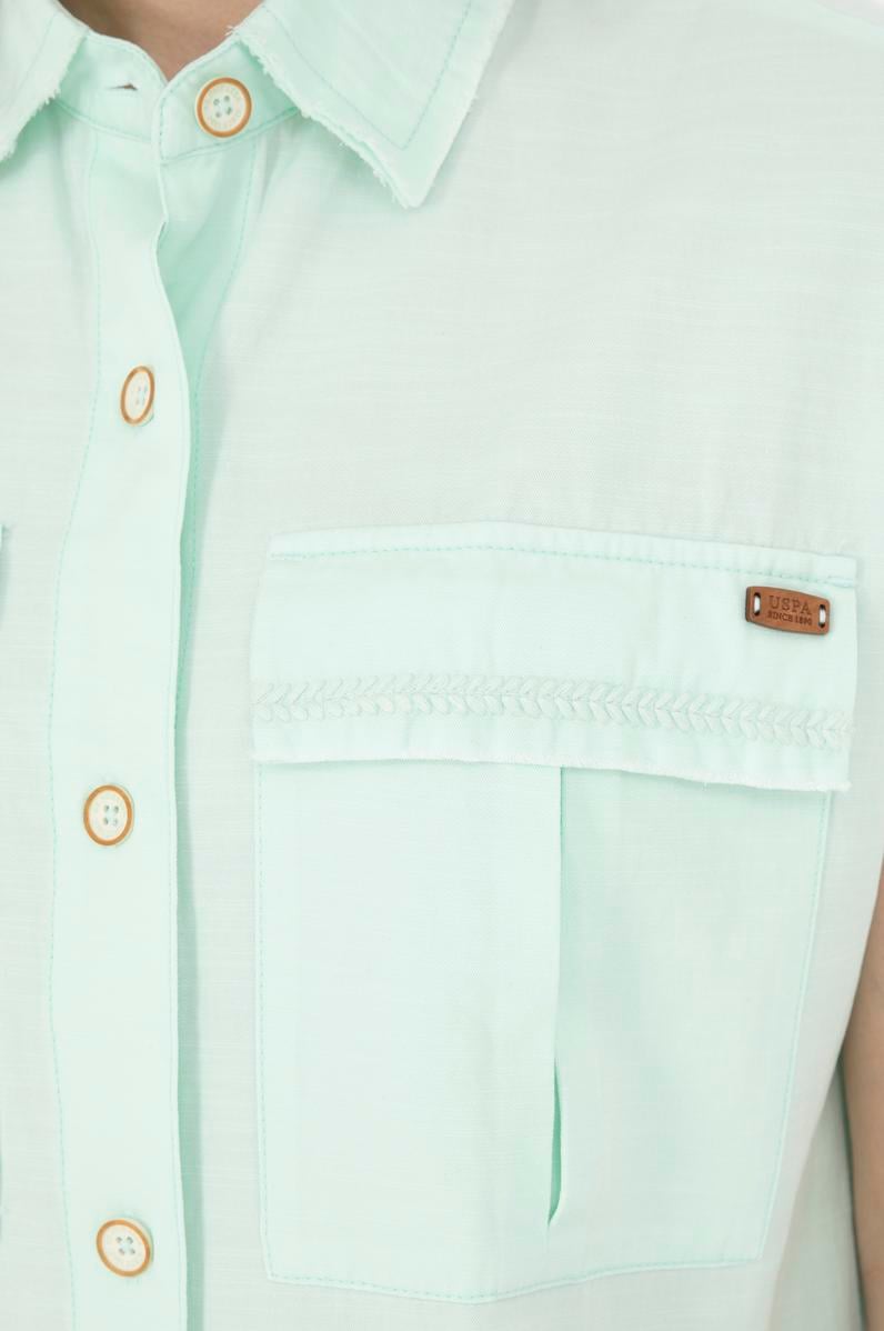 Kadın Su Yeşili Kısa Kollu Gömlek