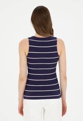 Kadın Lacivert Bisiklet Yaka Tişört - 50262558003