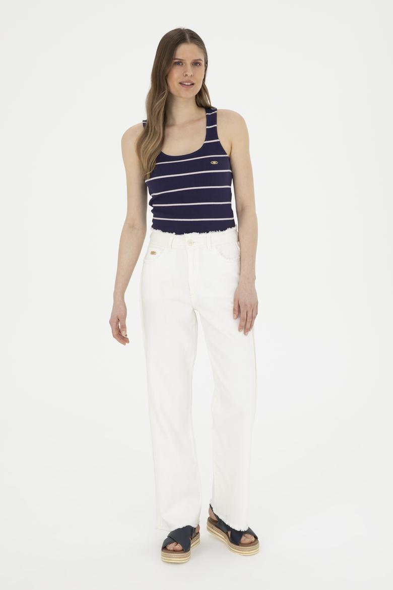 Kadın Lacivert Bisiklet Yaka Tişört - 50262558003