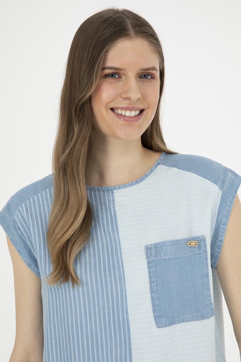 Kadın Mavi Jean Gömlek - 50263030005