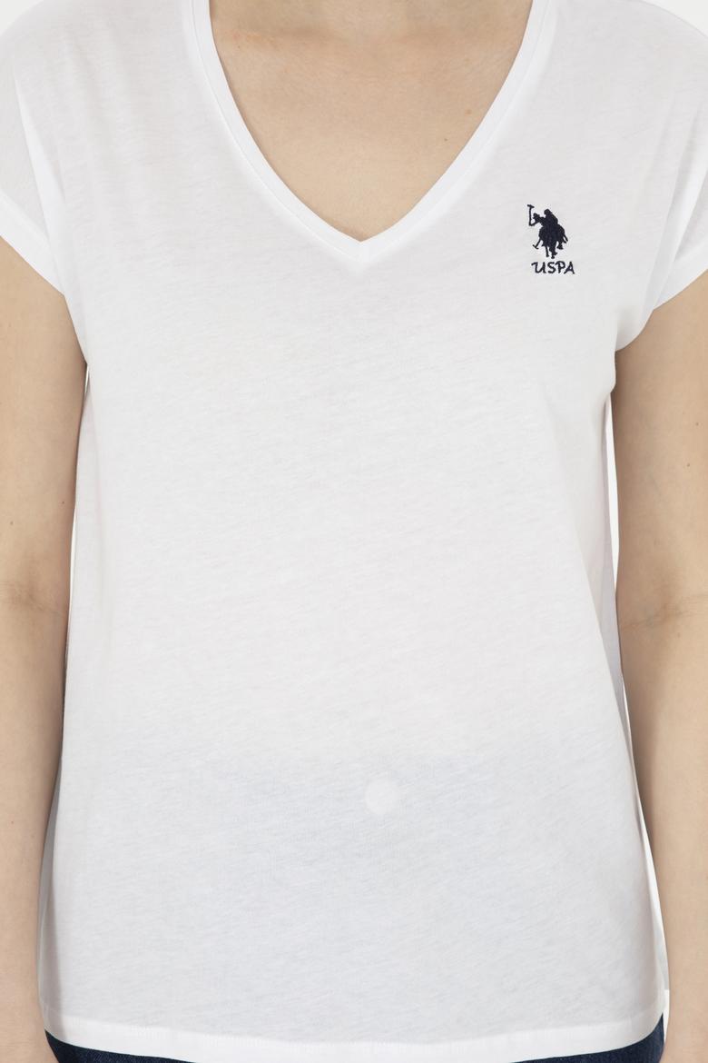 Kadın Beyaz V Yaka Basic Tişört - 50285849003