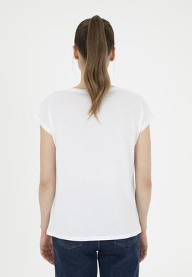 Kadın Beyaz V Yaka Basic Tişört - 50285849003