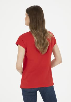 Kadın Kırmızı  V Yaka Basic Tişört - 50285849017