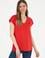 Kadın Kırmızı  V Yaka Basic Tişört