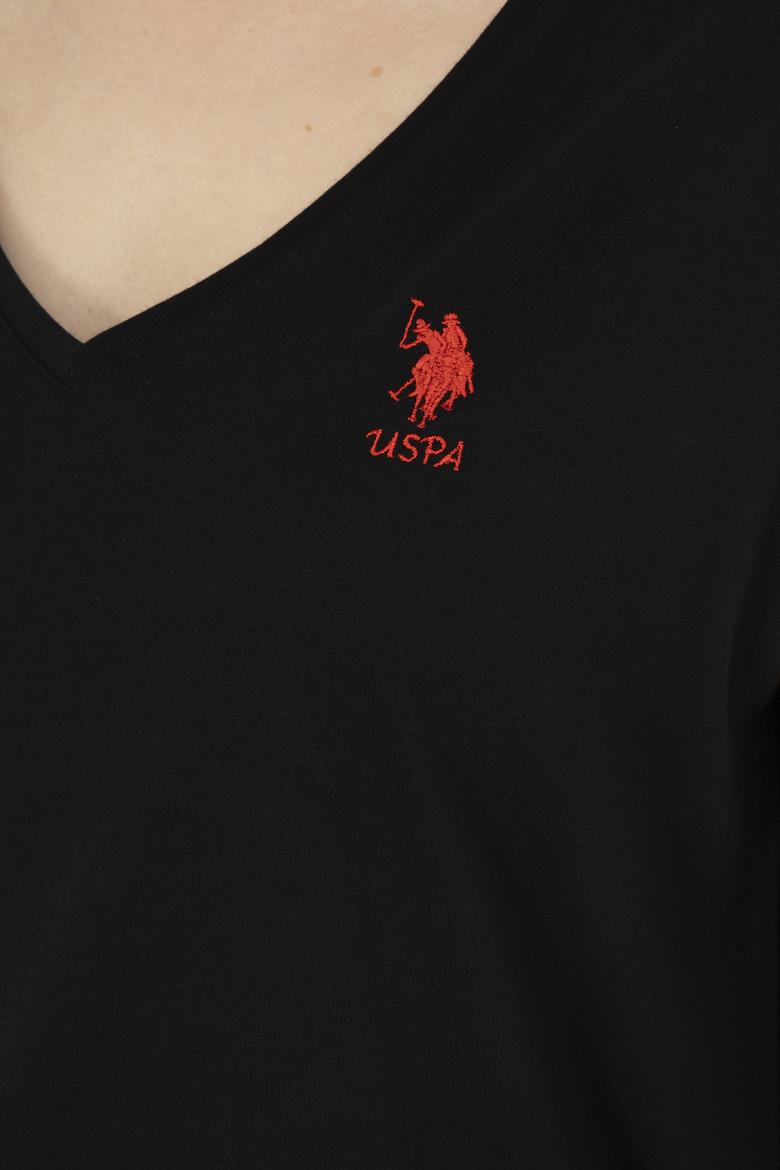 Kadın Siyah  V Yaka Basic Tişört - 50285849038