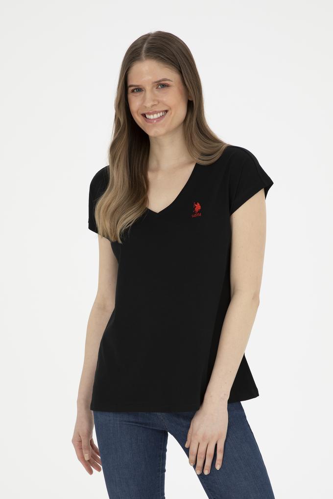 Kadın Siyah  V Yaka Basic Tişört
