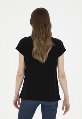 Kadın Siyah  V Yaka Basic Tişört - 50285849038
