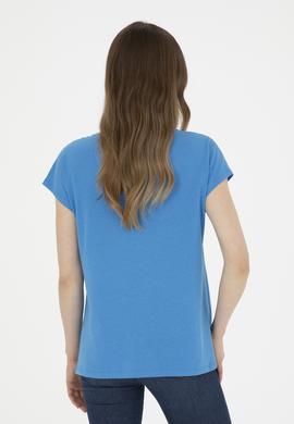 Kadın Saks  V Yaka Basic Tişört - 50285849052