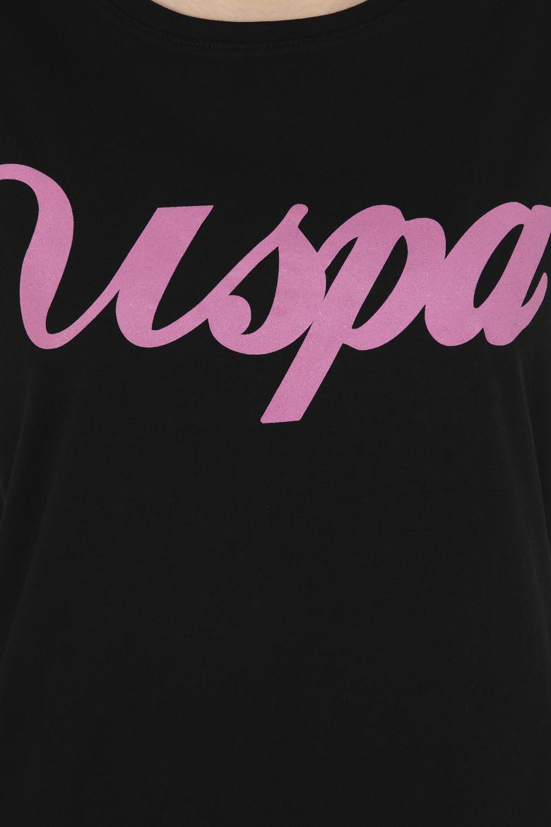 Kadın Siyah Bisiklet Yaka Tişört - 50288687013