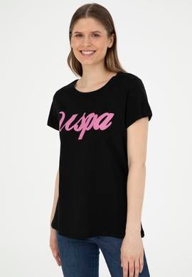 Kadın Siyah Bisiklet Yaka Tişört - 50288687013