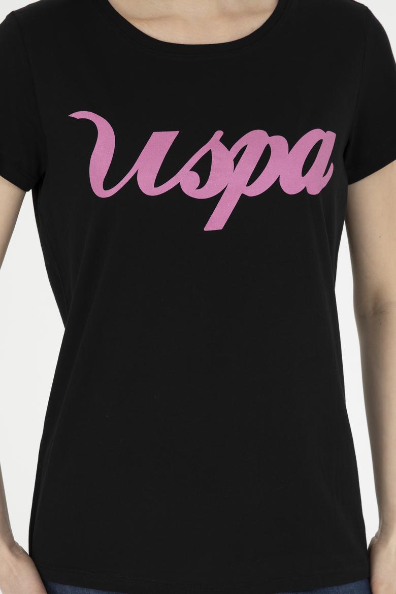 Kadın Siyah Bisiklet Yaka Tişört - 50288687013