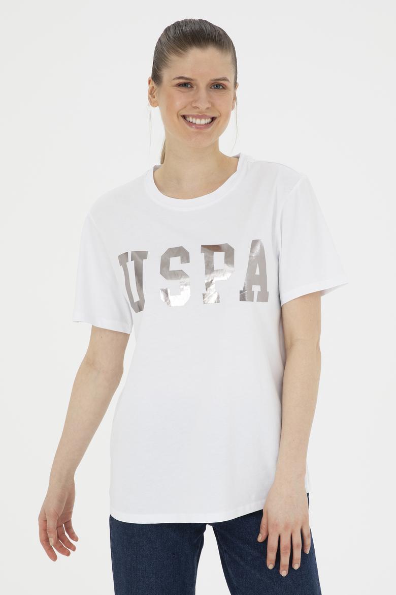 Kadın Beyaz Basic Bisiklet Yaka Tişört - 50280020012