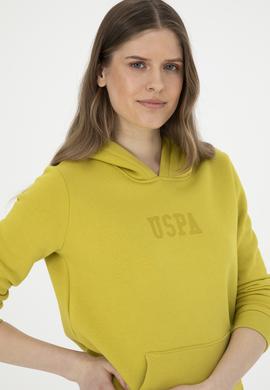 Kadın Fıstık Yeşili Basic Kapüşonlu Sweatshirt - 50271557069