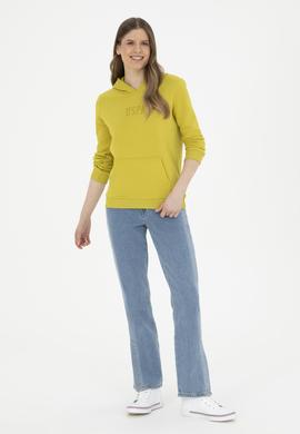 Kadın Fıstık Yeşili Basic Kapüşonlu Sweatshirt - 50271557069