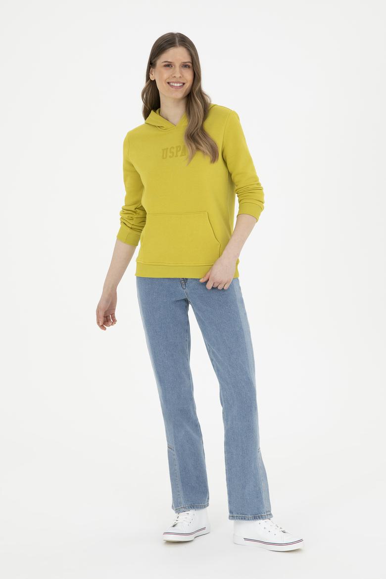 Kadın Fıstık Yeşili Basic Kapüşonlu Sweatshirt - 50271557069