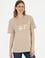 Kadın Açık Haki Basic Bisiklet Yaka Tişört
