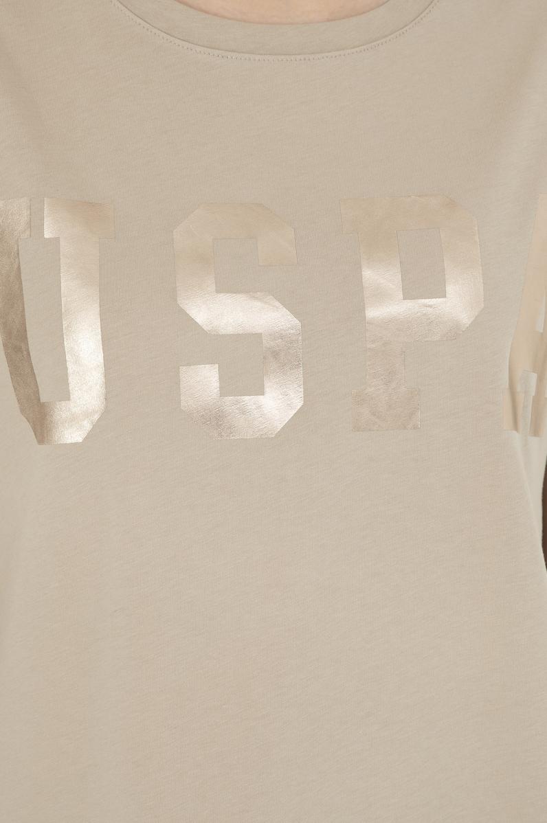 Kadın Açık Haki Basic Bisiklet Yaka Tişört