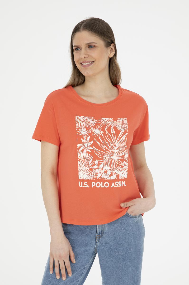 Kadın Nar Çiçeği Bisiklet Yaka Tişört