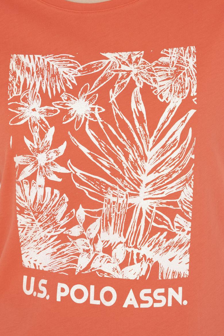 Kadın Nar Çiçeği Bisiklet Yaka Tişört - 50282901008