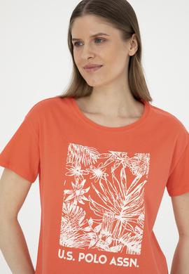 Kadın Nar Çiçeği Bisiklet Yaka Tişört - 50282901008