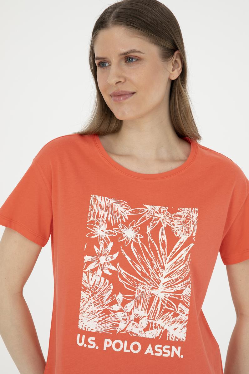 Kadın Nar Çiçeği Bisiklet Yaka Tişört