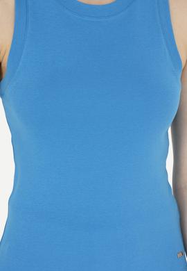 Kadın Saks Bisiklet Yaka Kolsuz Tişört - 50285852059