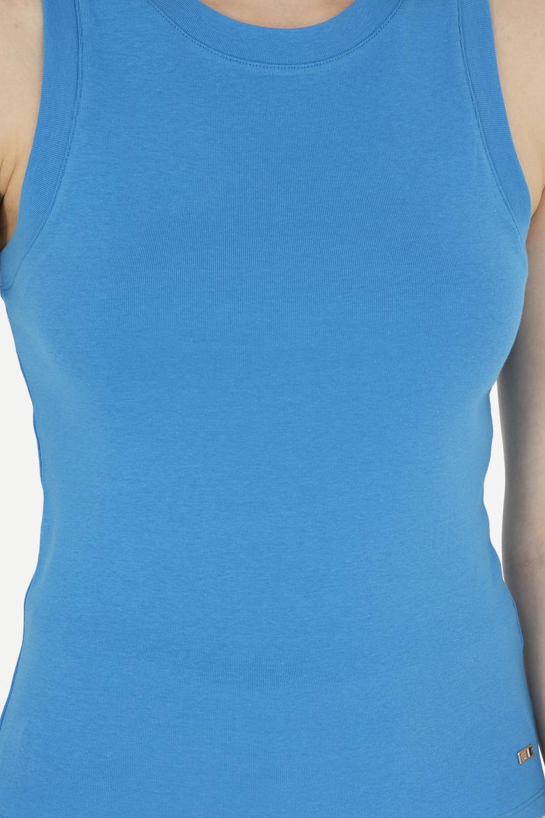 Kadın Saks Bisiklet Yaka Kolsuz Tişört - 50285852059