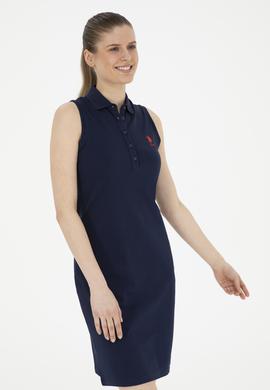 Kadın Lacivert Polo Yaka Örme Elbise - 50285857038