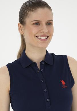 Kadın Lacivert Polo Yaka Örme Elbise - 50285857038