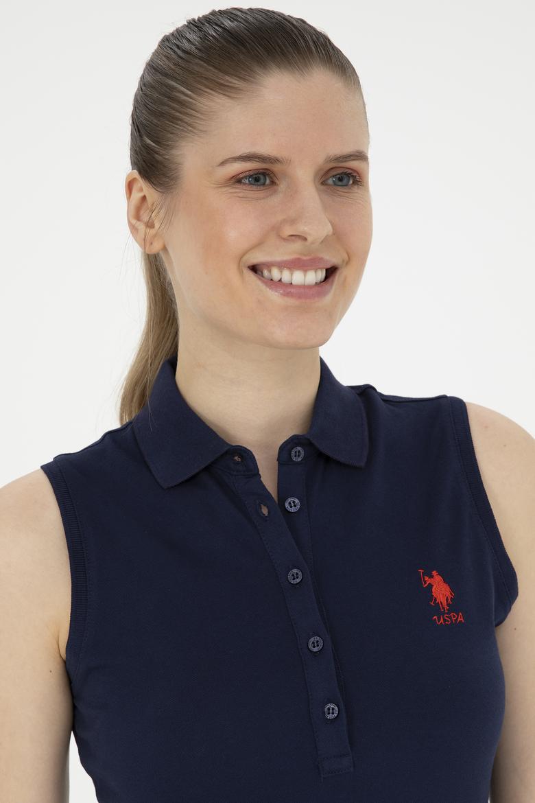 Kadın Lacivert Polo Yaka Örme Elbise - 50285857038