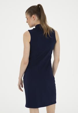 Kadın Lacivert Polo Yaka Örme Elbise - 50285857038