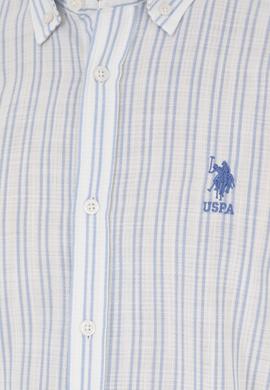 Erkek Açık Mavi Çizgili Beyaz Gömlek - 50282870005