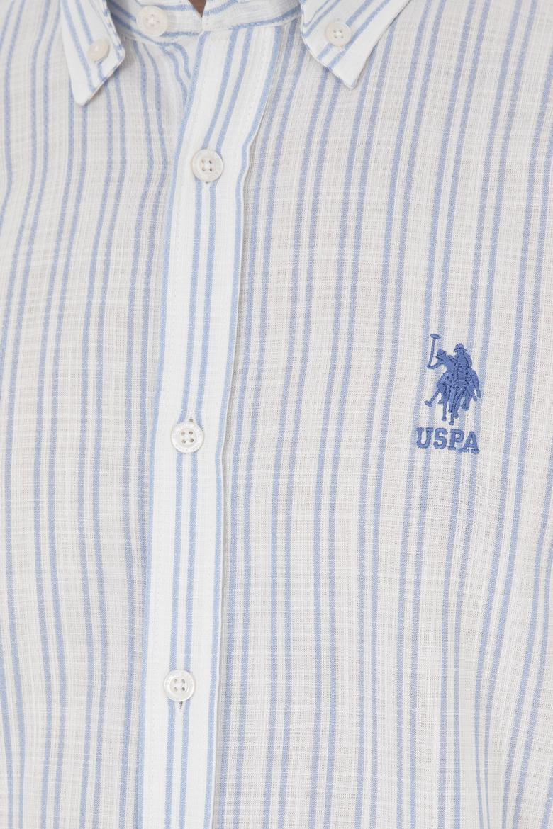 Erkek Açık Mavi Çizgili Beyaz Gömlek - 50282870005