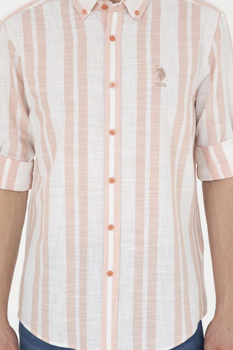 Erkek Somon Çizgili Beyaz Gömlek - 50283347018