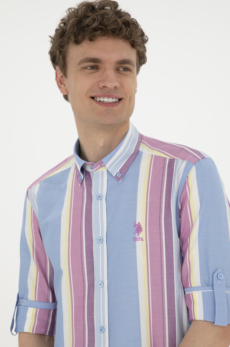 Erkek Saks Uzun Kollu Gömlek