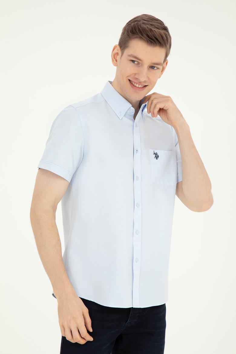 Erkek Açık Mavi Kısa Kollu Gömlek