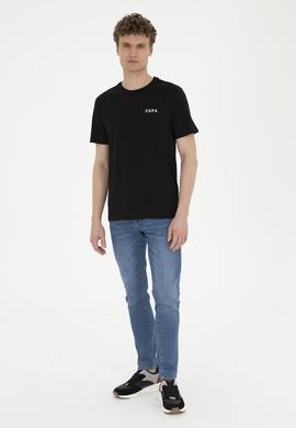 Erkek Regular Fit Bisiklet Yaka Siyah Tişört - 50281077041