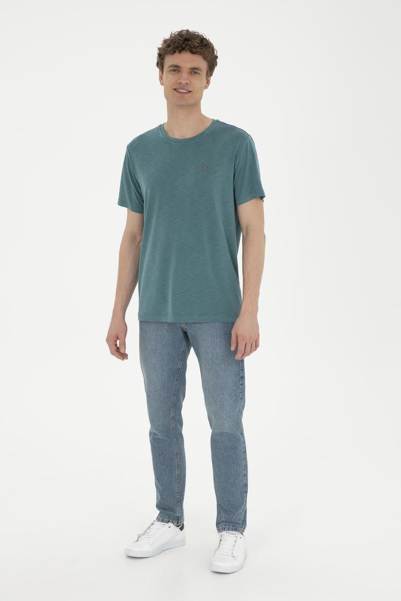 Erkek Koyu Yeşil Basic Tişört - 50285294098
