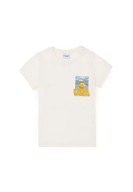 Erkek Çocuk Ekru Bisiklet Yaka Tişört - 50281687005