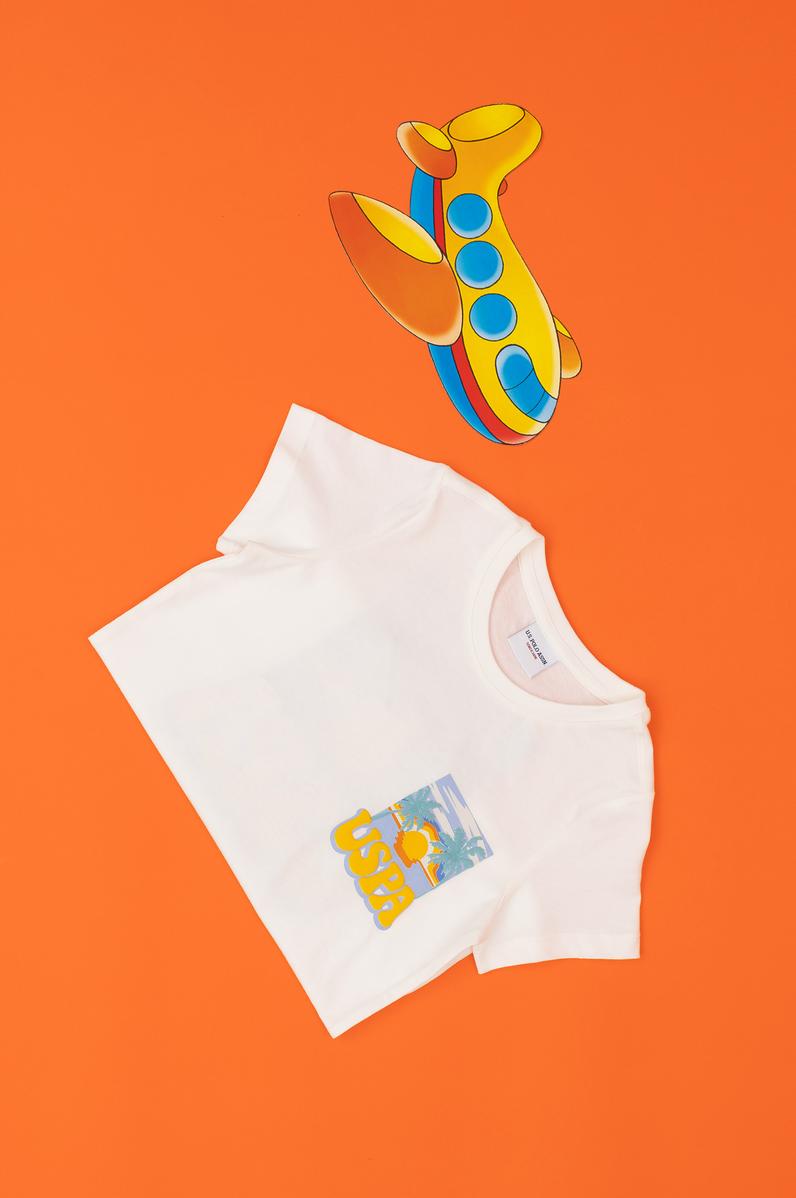 Erkek Çocuk Ekru Bisiklet Yaka Tişört