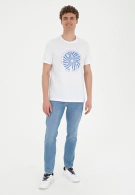 Erkek Regular Fit Bisiklet Yaka Beyaz Tişört - 50282009001