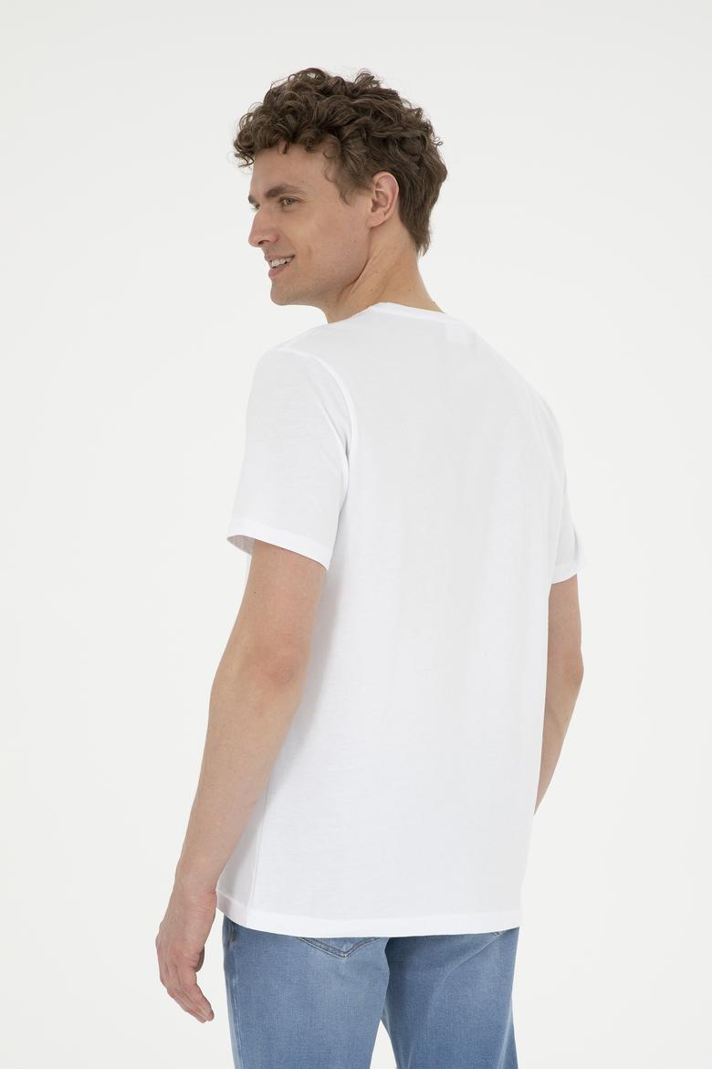 Erkek Regular Fit Bisiklet Yaka Beyaz Tişört - 50282009001