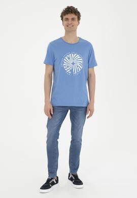 Erkek Regular Fit Bisiklet Yaka Koyu Mavi Tişört - 50282009021