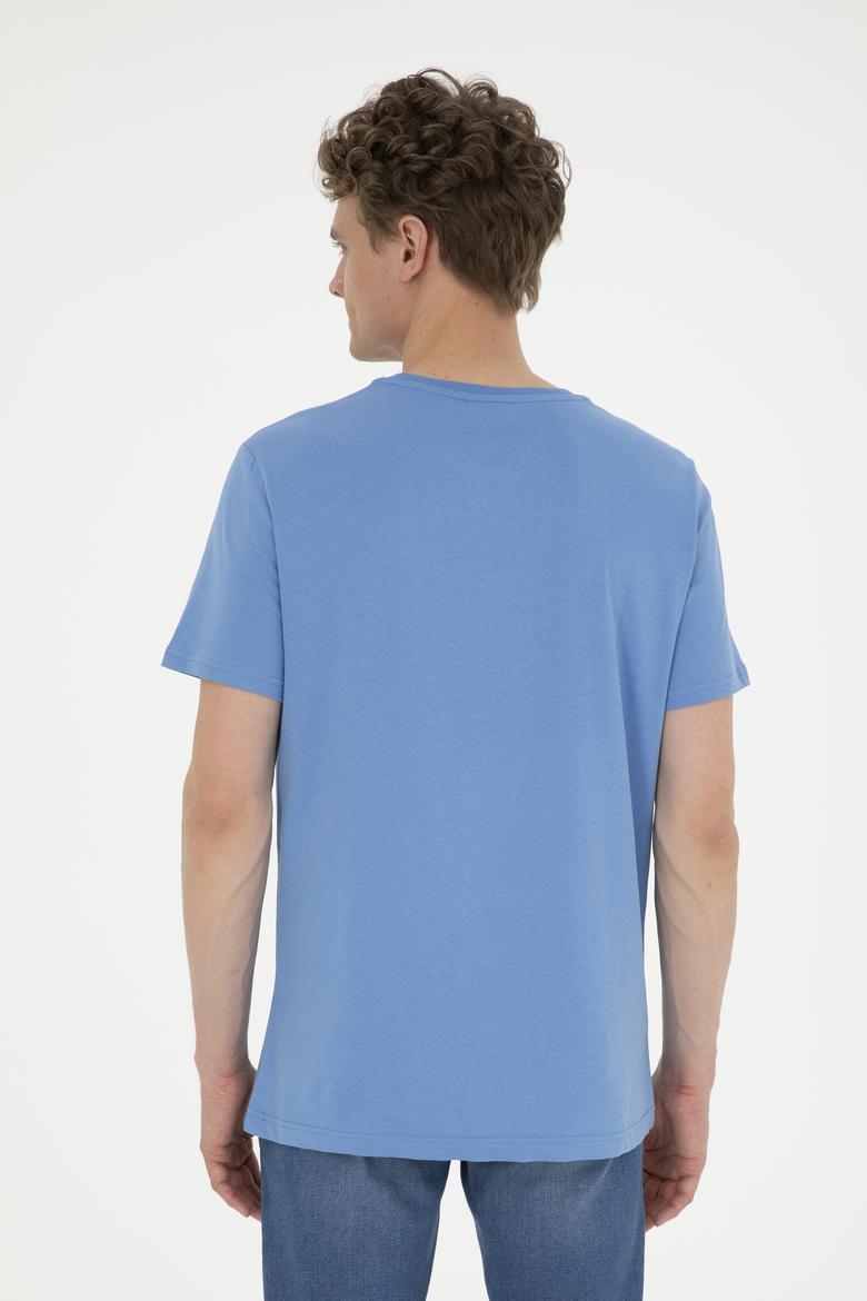 Erkek Regular Fit Bisiklet Yaka Koyu Mavi Tişört - 50282009021