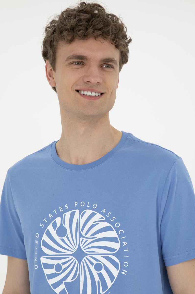 Erkek Regular Fit Bisiklet Yaka Koyu Mavi Tişört